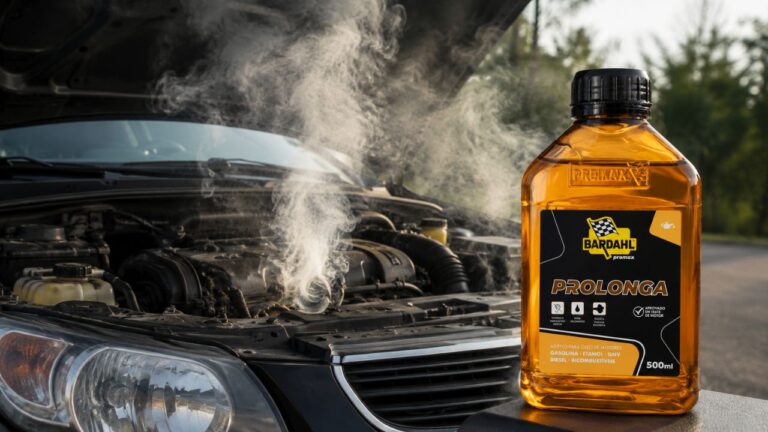 imagem de um motor do carro fumando e o Bardahl Prolonga como indicação