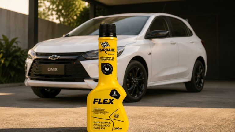 bardahl flex na frente do carro onix sendo ele um dos melhores aditivos de combustivel para o onix
